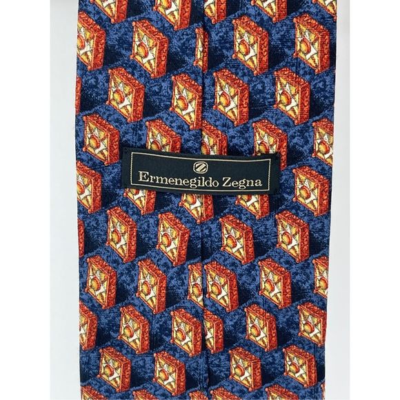 Vintage Ermenegildo‎ Zegna Silk Tie Blue Geometric - Picture 3 of 7